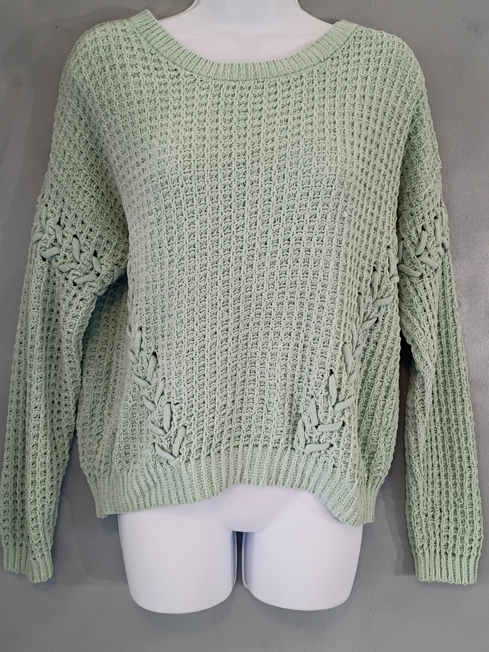 Light Green Knit Sweater - Women's Cozy Pullover
